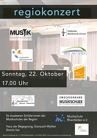 Gemeinsames Konzert der Musikschulen aus der „Region Westlicher Hochrhein“ , 22.10.23, 17.00 Uhr