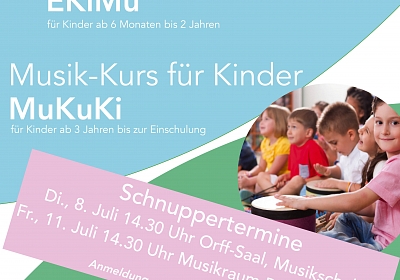 neue Kurse ab September 2025: Eltern-Kind Musizieren und Musik-Kurs für Kinder, Kostenfreie Schnuppertermine für MuKuKi Kurse am 08.07.25 und am 11.7.25 