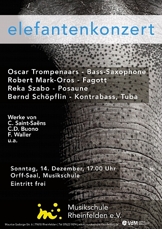 Elefantenkonzert, 14.12.25, 17.00 Uhr Orff Saal