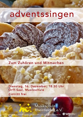 Adventssingen, 16.12.25, 18.30 Uhr Orff Saal