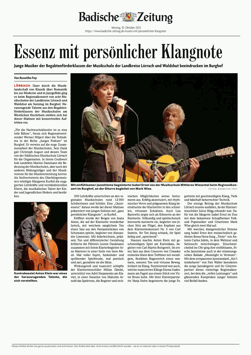 Veranstaltungen der Musikschule Rheinfelden/Baden e.V.